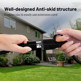 16/3 Black Indoor Outdoor Extension Cord 10 Ft Waterproof, Extension Cord with 3 Prong Grounded Plug,13A 1625W 16AWG SJTW, Flexible Weatherproof Power Cable for Offices, Gardens and Lawns