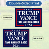 Probsin Trump Vance 2024 Yard Sign 12" x 17" Double Sided Blue Take America Back Voted for President Trump Vice President JD Vance Outdoor Decorations for Lawn, Garden, Window, Party Supplies