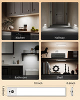 EZVALO 10inch Under Cabinet Lighting, LED Motion Sensor Light Indoor, 2400mAh USB Rechargeable Closet Lights, Dimmable & Magnetic Wireless Under Counter Lights for Kitchen, Pantry, Stairs (2 Pack)