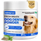Dog Teeth Cleaning Powder - Dental Powder for Dogs Teeth - Plaque Removal - Supports Gum Health - Tartar Remover with Natural Herb Blend and Postbiotics 30 Day Supply - Mint Flavor