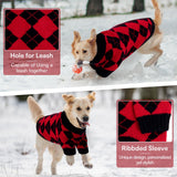 Queenmore Medium Dog Sweater, Dog Sweaters for Medium Dogs Girls Boys, Christmas Clothes for Doggie, Warm Cozy Knit Pullover with Plaid Pattern, Soft Pet Winter Jacket (Red,M)