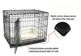 MidWest Homes for Pets XL QuietTime Double Bolster Pet Bed, White Plush 48-Inch Crate Mat with Stacked Bolsters, Machine Washable, Secure Fit with Elastic Straps