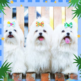 Sadnyy 240 Pcs Summer Spring Dog Hair Bows with Rubber Bands Rhinestone Grooming Dog Puppy Bows for Girls Boys Dogs Cute Ear Bows Dog Hair Accessories for Summer Holiday Pets Cats Dogs