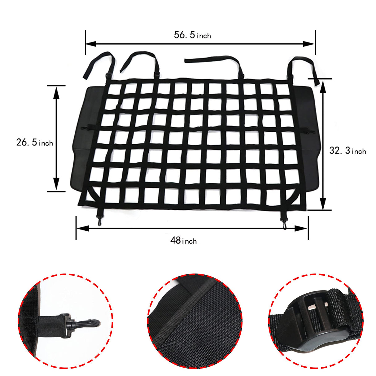 BESTAOO Pet Net Vehicle Safety Mesh Dog Barrier for Jeep Wrangler JK JL 4-Door 2007-2026, Fits Behind Rear Seat, Suitable for Medium, Large Pets, Easy to Install