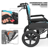 monicare Wheel Chair for Adults with Swing-Away Footrest and Loop-Lock Handbrakes 17.5 inch Seat Wheel Chair 15" Rear Wheel Lightweight Ultralight Transport Chair for Travel Compact Storage, 250 lbs