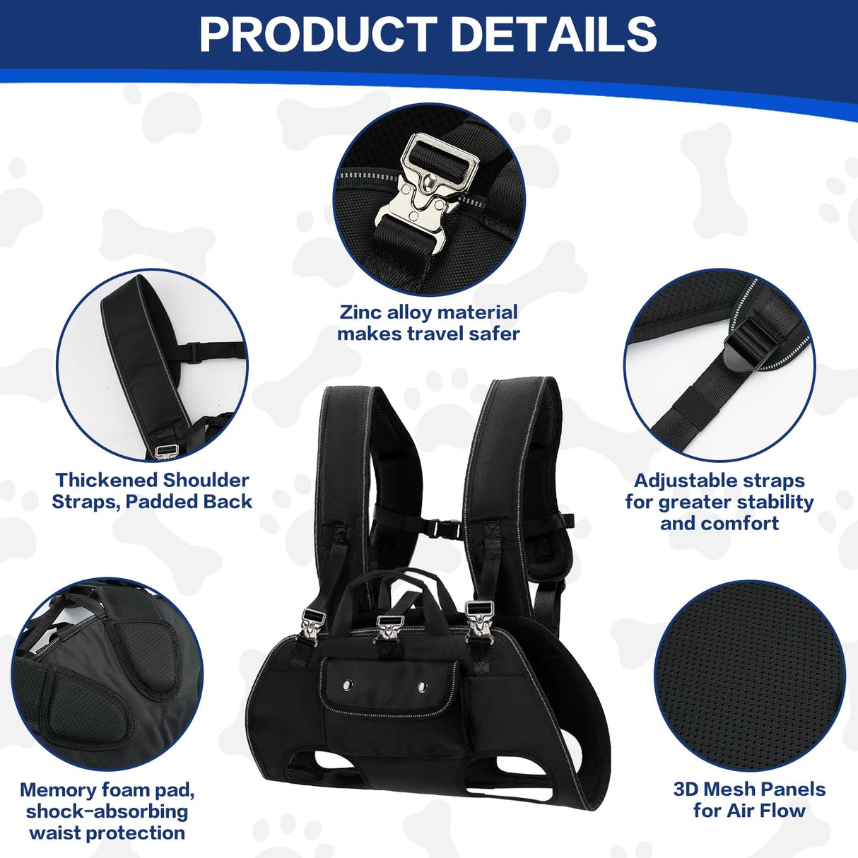 TIMIEEYA Dog Backpack Carrier for Dogs - Dog Carrier Backpack, Adjustable Padded Breathable Straps for Dogs, Disabled, Joint Injuries, Arthritis (18–30 lbs)