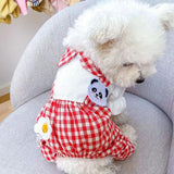 Generic Dog Jumpsuit Summer Dog Clothes Dog Shirts Plaid Outfit Panda Egg Puppy Pajamas Lightweight Pet Overalls Cat Shirt Apparel Breathable Sweatshirt Dog Clothes for Small Medium Dogs Red XL