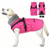 PETDSH Dog Coat Large, Built-in Harness Dog Jacket with Warm Fleece Lining, Waterproof Reflective Dogs Winter Coat, Pet Coats with Pocket and Trash Bags (Pink, X-Large)