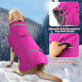 Doglay Waterproof Dog Coat, Reflective Dog Winter Jacket with Pocket & Turtleneck, Warm Puppy Snow Jacket for Small Medium Large Dogs - Pink, XL