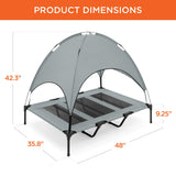 Best Choice Products 48in Elevated Cooling Dog Bed, Outdoor Raised Mesh Pet Cot w/Removable Canopy Shade Tent, Carrying Bag, Breathable Fabric - Gray