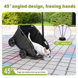 Wedyvko Mini Dog Stroller, Foldable Strollers for Mini Pets with Storage Bag, Built-in Cushion and Safety Rope, Shopping Catrs with Extendable Pull Handle, Dog Carrier with Wheels (Black)