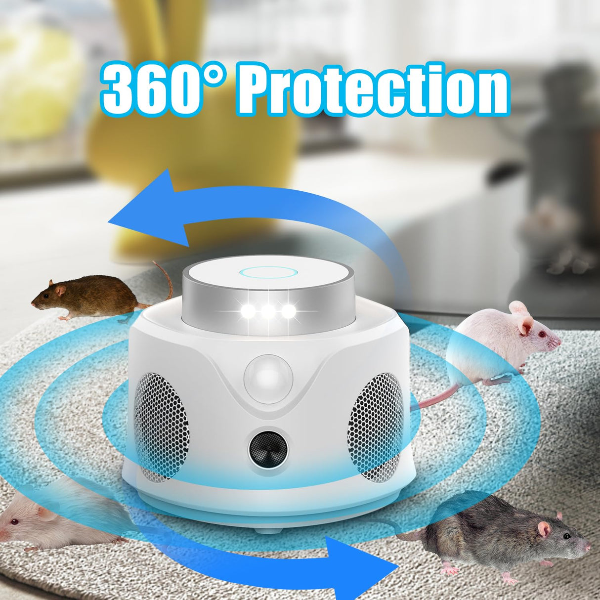Ultrasonic Pest Repeller Indoor,Rodent Repellent Ultrasonic Plug in,Squirrel Mice/Rat Repellent Attic for House,Electronic Ultrasonic Mouse Repellent Devices,9 LED Strobe Lights 3 Model Switch
