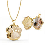 KAGREC Customize Pet Paw Print Locket Necklace for Women Men Personalize Paw Memorial Necklace for Dog Cat Pet for Memorial Gift-Gold White