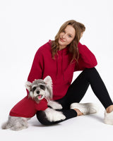 XPUDAC Matching Hoodie for Dogs and Humans Fleece Sweatshirt Soft Warm Pet Hoodie Sweater for Large Small Medium Dog and Owner Matching Clothes Cold Weather, Red, 3X-Large