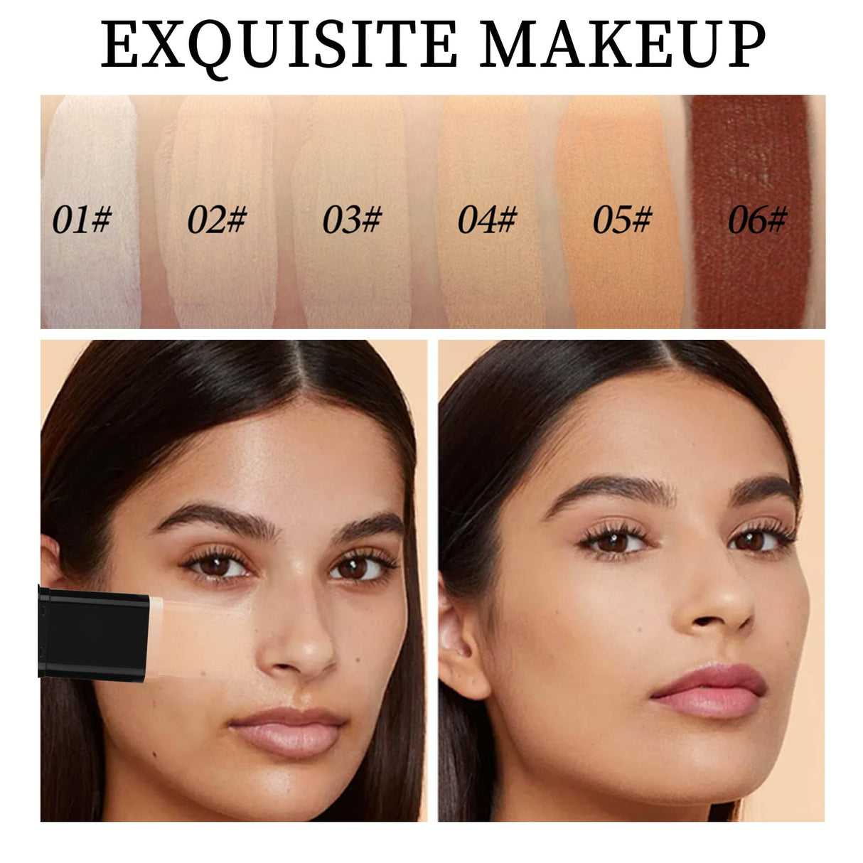 Face Foundation Contour Stick Long-wear Lightweight Brighten Stick Blemish Contouring Face Concealer Beauty Makeup 05#DEEP WHEAT COLOR