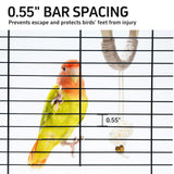 25 inch Bird Cage, Portable Travel Parrot Cage, Double-Layer Parakeet Cage, for Temporary Pet Accommodation, Trip to Vet, Short Trip, Camping, Black