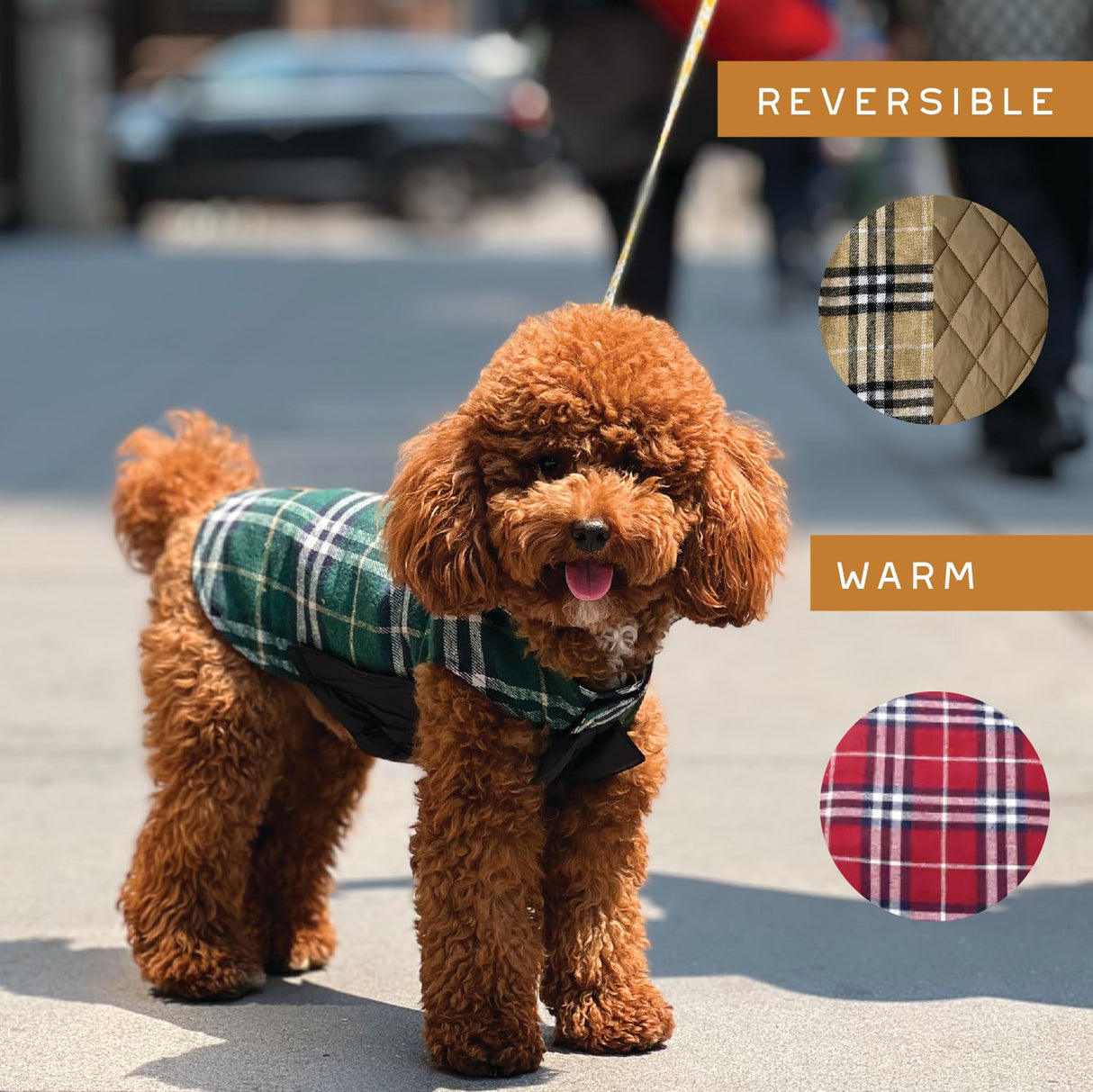Newbury Waterproof Reversible Warm Dog Winter Coat British Style Windproof Snowproof Dog Vest for Small Medium Large Extra Large Breed (XX-Large, Green)