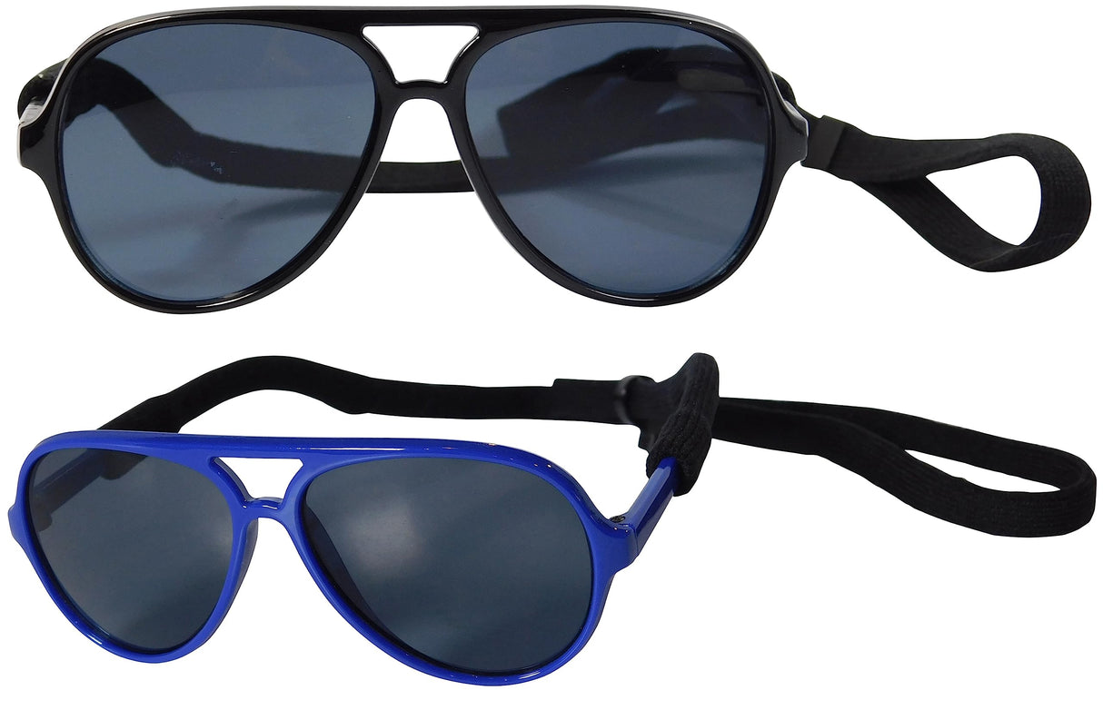 G010 Dog Pet Costume Prop Aviator Sunglasses Medium Breeds 20-40 lbs (2-Pack Black+Navy Blue)
