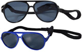 G010 Dog Pet Costume Prop Aviator Sunglasses Medium Breeds 20-40 lbs (2-Pack Black+Navy Blue)