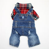 Dog Stylish Plaid Denim Jumpsuit Classic Pet Winter Dog Jeans Clothes Puppy One-Piece Bib Overalls Small Dogs Boy Girl Outfit Yorkies Chihuahua Cat Cute Shirts Holiday Costume (Blue Plaid,XL)