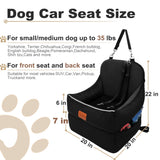 Car Dog Booster Seat,Interior Height 7 Inches Elevated for Small Dog up to 35 lbs,Pet Car Travel Safety Seat with 2 Safety Leashes,Storage Pockets,Fully Detachable and Easy to Install(Lookout-Black)