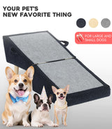 Dog Stairs for Small Dogs and Cats – 2-in-1 Dog Ramp for Couch and Low Bed, 16.5'' Foldable Wooden Pet Ramp, Sturdy Multi-Use Split Ottoman Design, Dark Blue