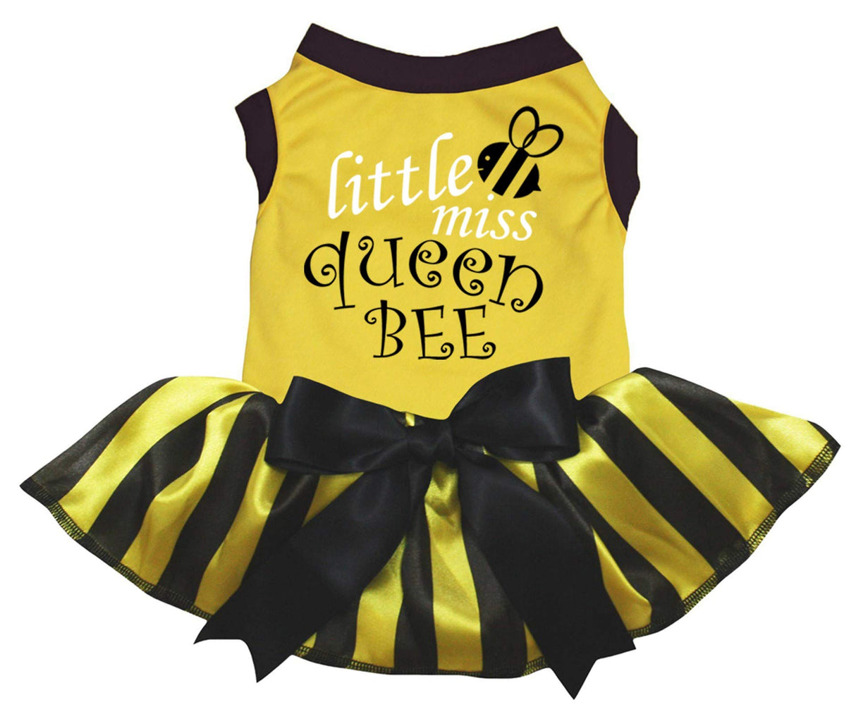 Petitebella Little Miss Queen Bee Puppy Dog Dress (Yellow, Large)