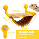 FlidRunest Bearded Dragon Hammock with Suction Cups, Soft Lizard Hammock Bed, Winter Warm House Tent, Reptile Tank Perch-Yellow
