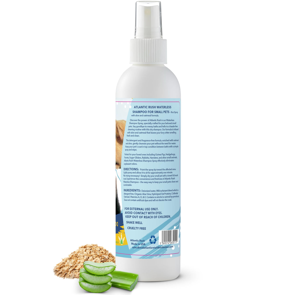Waterless Shampoo for Small Critters - 8oz Cruelty Free Dry Shampoo - No Rinse for Pet Ferrets, Guinea Pigs, Hedgehogs, Sugar Gliders, Rabbits & Hamsters (8 oz, Fragrance Free)