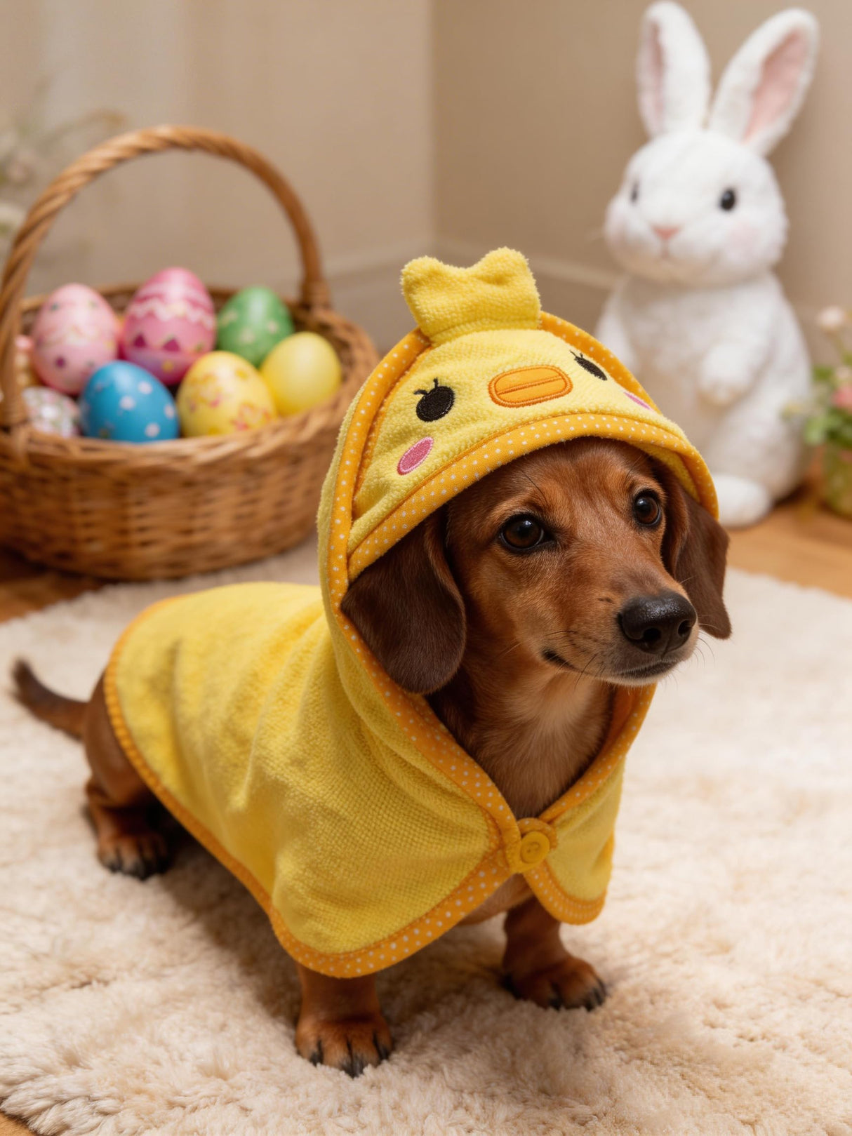 IOICYBF Dog Hooded Bathrobe Towel, Fast Drying Bath Towel Absorbent Warm Blanket Yellow S