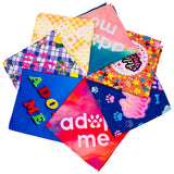 JpGdn 30Pcs/Pack Adopt Me Dog Bandanas Bulk with Paw Print Stitching Hemming Selvedge Sewing Scarves for Small Medium Foster Animals to Look for Homes or Adoption