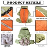 Toasty Warm 4-Legged Dog Snowsuit with Leash Ring, Reflective Zip Up Dog Winter Coat, Windproof Fleece Lining Dog Jumpsuit Jacket, LightGreen,12