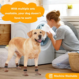 KUPAO Dog Socks 12 Pack to Prevent Licking Paws, Anti Slip Dog Booties and Paw Protectors for Hardwood Floors Hot Pavement, Suitable for Small Medium Large Senior Dogs - Size Large,Brown