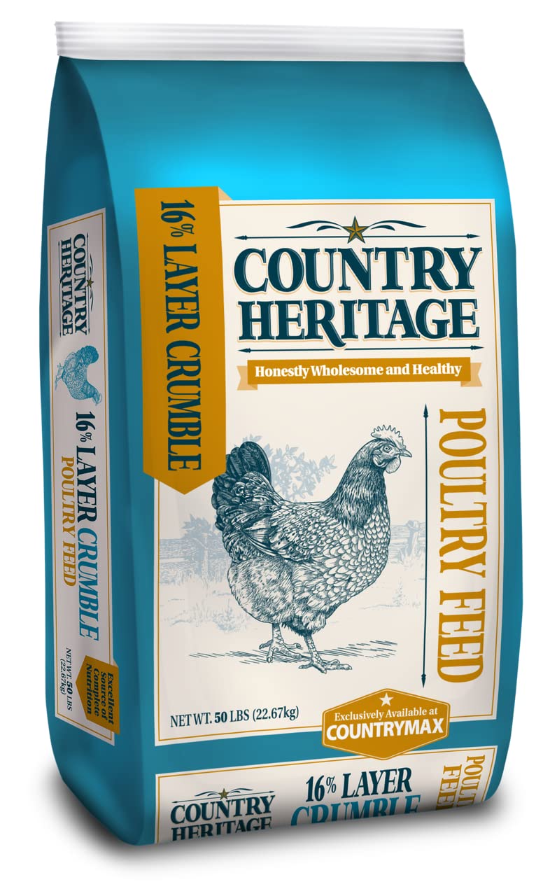 Country Heritage Chicken Layer Crumble 50lbs - 16% Protein Feed for Increased Egg Production & Strong Eggshells, High Protein