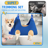 Supet Dog Grooming Hammock Harness for Dogs Cats, Relaxation Pet Nail Clipper Hammock, Restraint Dog & Small Animal Leashes Sling for Groomingk for Nail Trimming (Blue, 2XS)