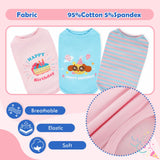 3 Pack Birthday Dog Shirts for Small Dogs,Print T-Shirt,Lightweight Sleeveless Vest,Soft Breathable & Lightweight for Daily Wear,Festival Party Funny Outfits (Pink & Blue,S)