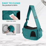 Dog Carrier Sling for Small Dogs & Cats Hand-Free Puppy Sling Purses with Storage Bag and Adjustable Shoulder Strap, Pet Sling Carrier Up to 8.8 Lbs (Blue)