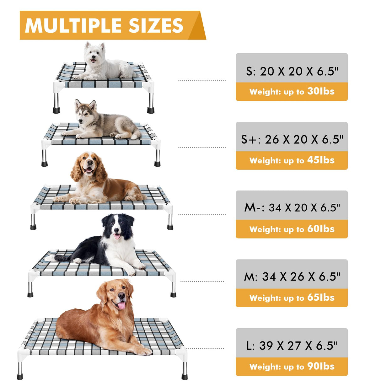 Caghash Elevated Outdoor Raised Dog Bed Outdoor Dogs Bed Lifted Pet Bed Dog Cot for Medium Pet Taste Life, Start with A Pet Bed 34'' x 20'' x 6.5''