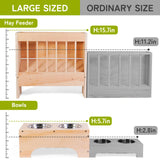 3 in 1 Extra Large Rabbit Hay Feeder with Litter Box, Wooden Bunny Toilet, for Large and Medium-Sized Dwarf Rabbit, Guinea Pig, Chinchillas, Hamster, Ferret, Other Animals
