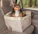 PetSafe Happy Ride Quilted Dog Safety Seat - Dedicated Pet Car Seat for Safer Travel - Elevated Pet Booster for Window Views - Machine Washable Removable Cover - Fits Most Cars