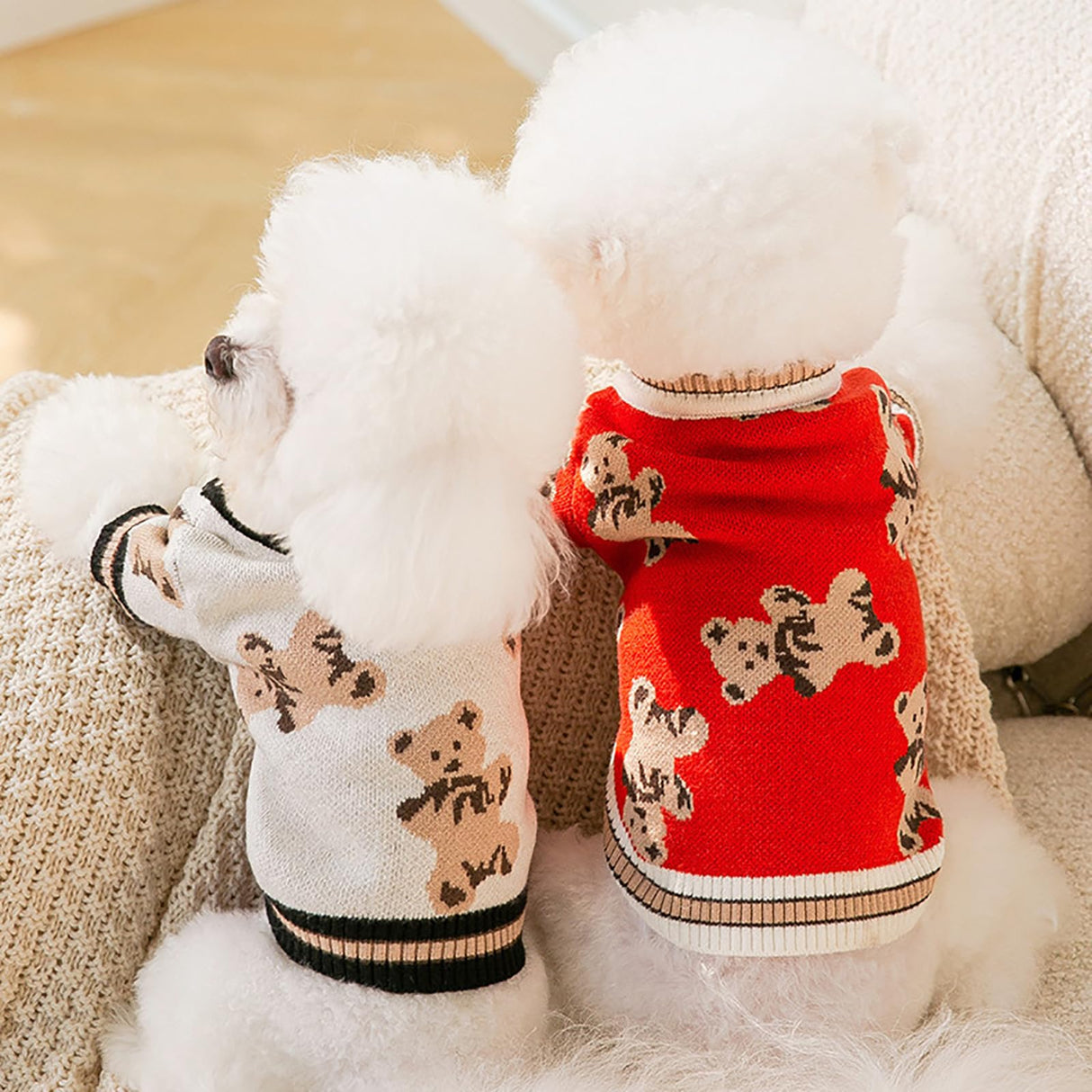 Dog Sweater for Small Dogs Cute Bear Pattern Doggie Clothes Winter Warm Puppy Coat Chihuahua Yorkie Holiday Birthday Outfits Halloween Christmas Small Dog Costume Fall Pet Cat Lightweight Sweaters
