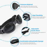 Lesypet Dog Goggles with Replaceable Lenses for Medium Large Breed, Anti-UV Wind Protection Dog Sunglasses Outdoor Motorcycling Driving Eye Protection Pet Sunglasses, Black