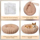 Vhen When Donut Dog and Cat Bed, Luxurious Comfortable Faux Rabbit Fur Pet Beds, Round Anti-Anxiety Calming Puppy Kitten Bed with Anti-Slip Bottom for Small Medium Dogs & Cats(28", Brown)