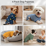4 Pack Dog Pajamas Pet Costumes Dog Jammies Onesies Sweatshirt Adjustable Breathable Stretchy Clothes for Puppy Small Medium Large Dogs Girls Boys,XS