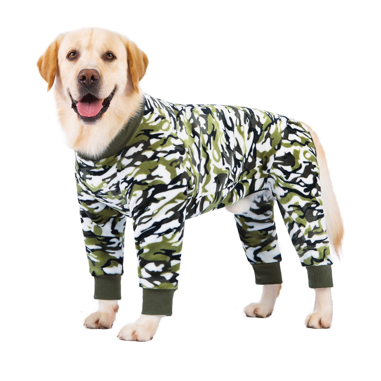 HDKUW Large Dog Sweater Coat, Recovery Suit, Anti-Shedding Pajamas, After Surgery Onesie for Medium Large Dogs - Green Camouflage 34#