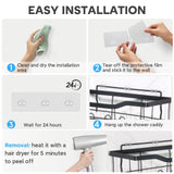 14 Pack Shower Caddy Adhesive Replacement, Strong Adhesive Hooks, Waterproof Shower Adhesive Strips, No Drilling, for Bathroom Storage Shelves and Kitchen Racks