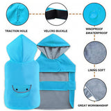 BECNBEAU Dog Raincoat Dogs Rain Jacket Reflective Winter Warm Lined Poncho Rainwear Waterproof Pet Clothes Pocket Hooded Leash Hole Adjustable Small Medium Dogs,Blue,XL,Back Length 14.9 Inch