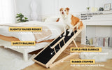 Dog ramp for Bed - Pet Ramp for Dogs to Get on Bed - Adjustable for Beds up to 30 Inches - for Small Dogs Under 50lbs, Foldable, Non-Slip Rubber Surface, Safety Railings