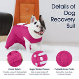 IECOii Dog Onesie for Surgery,Dog Surgery Suit Female Spay Recovery Suit for Medium Size Dog,Dog Recovery Suit Male Pet Abdominal Anti Licking Shirt,Dog Bodysuit Alternative to Cone E-Collar,M-Rosered