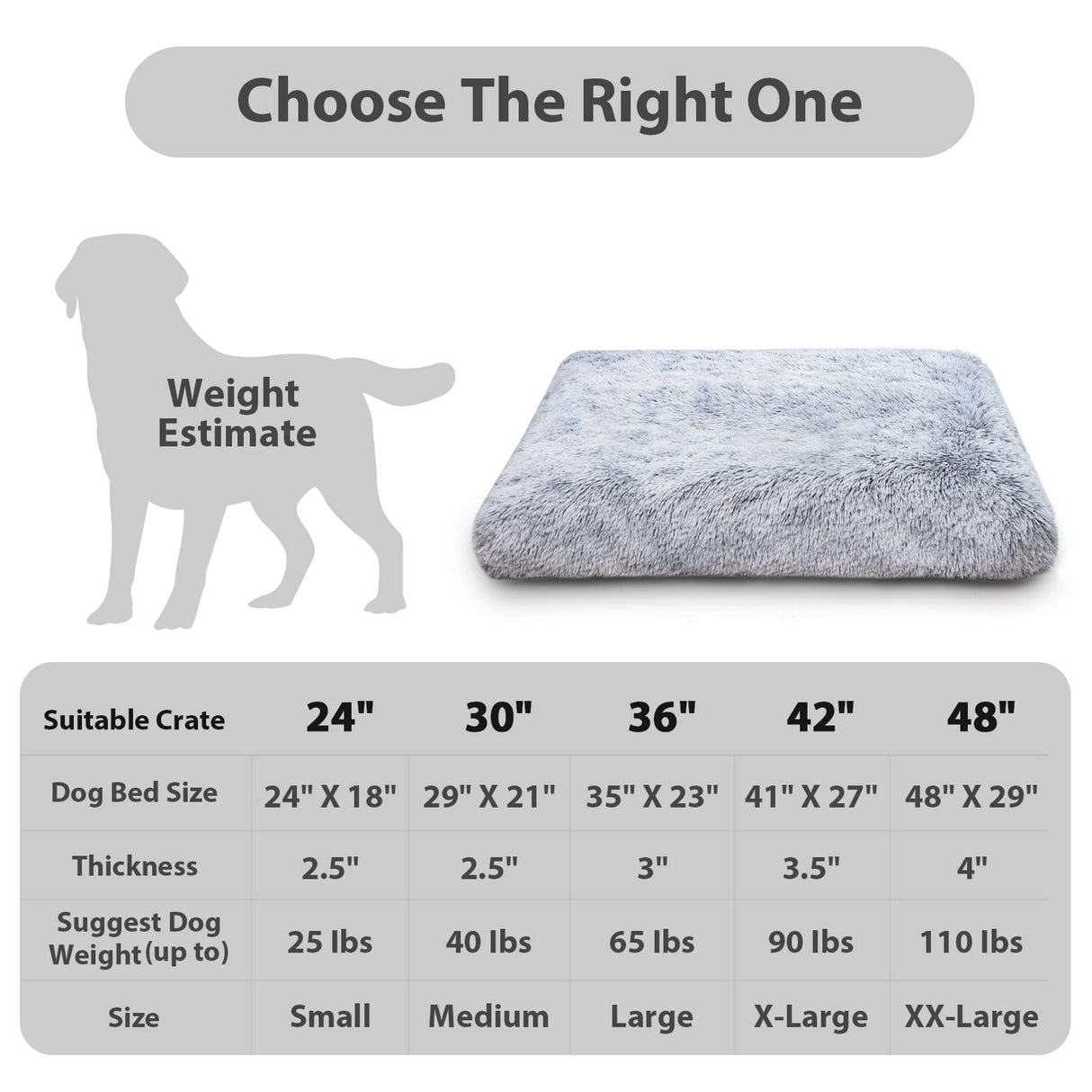CHAMPETS Washable Dog Bed for Small Dogs with Removable Cover, Super Soft Waterproof Dog Crate Bed with Non-Slip Bottom, Fluffy Pet Bed 24×18 Inch, Grey